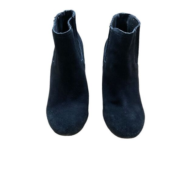 Restricted Wedge Booties Leather Pull On Black Suede Women Size 8 - Picture 1 of 12